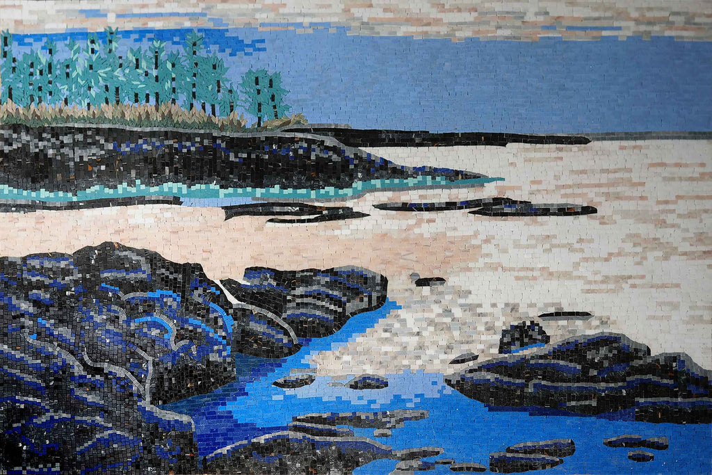 Projetos de arte em mosaico - cenário costeiro