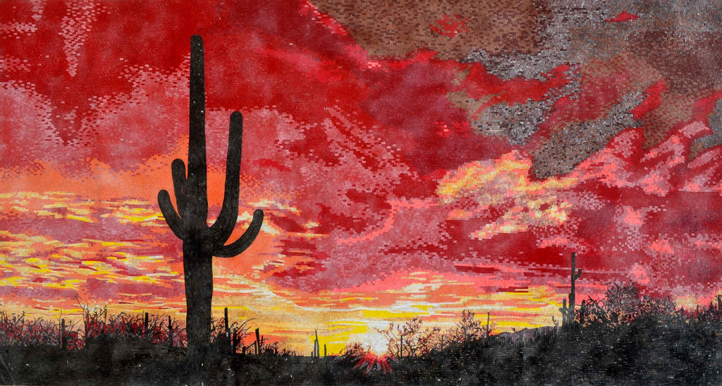 Art de la mosaïque - Ciel coucher de soleil rouge en Arizona