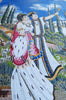 Coppia greca che passeggia vicino - Arte della parete del mosaico