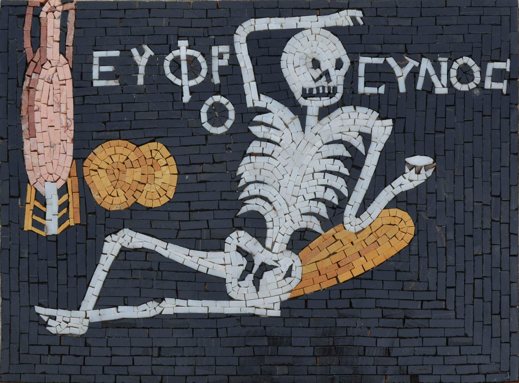 Arte de pared de mosaico de esqueleto gótico