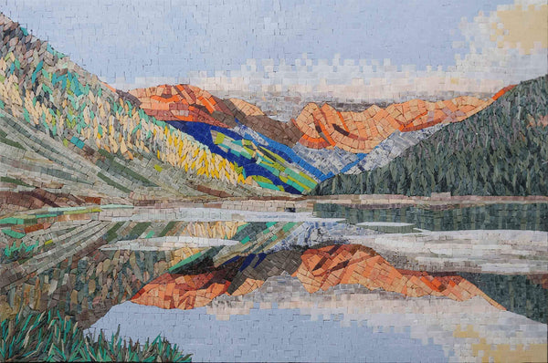 Mountain View Mosaic Wall Art | Luxury Handcrafted Natural Stone Decor