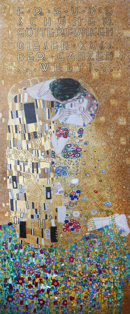 The Kiss Mosaic by Gustav Klimt - Mosaic Art Reproduction