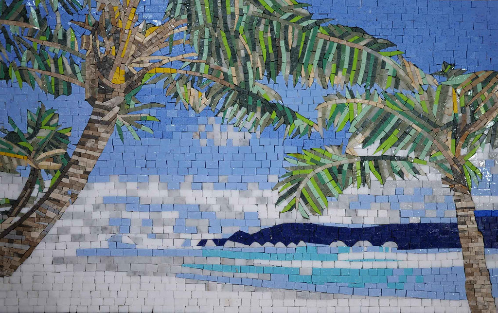 Paraíso tropical - arte em mosaico de mármore