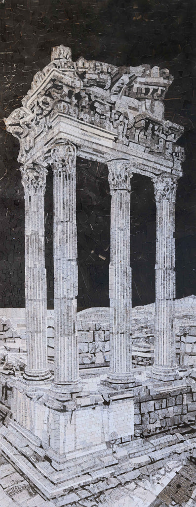 Colonnes blanches architecturales - Oeuvre de mosaïque | Mythologie antique | Mozaïco