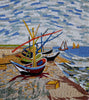 Bateaux de pêche sur la plage par la reproduction de mosaïque de Van Gogh