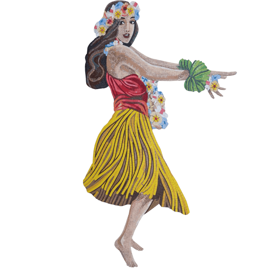 Obra de mosaico de bailarina hawaiana