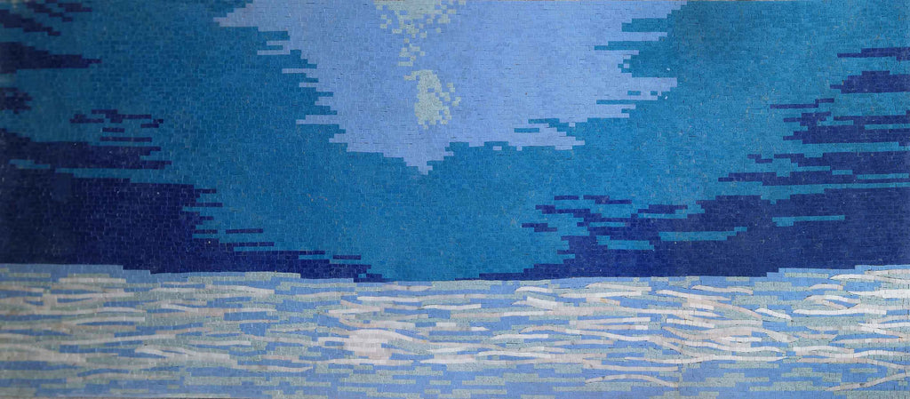 Mosaic Tile Art - Ocean & Sky Blues