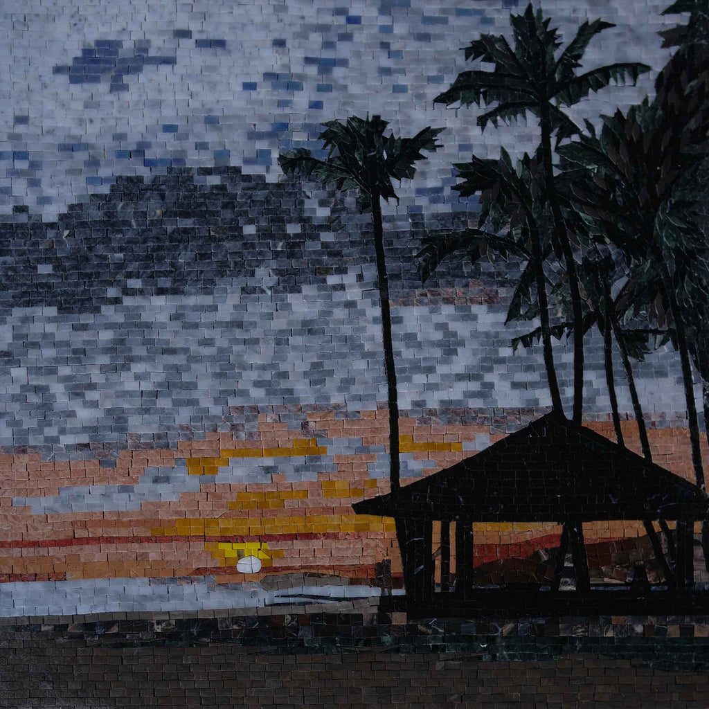 Strand bei Sonnenuntergang-Mosaik – Die Hütte