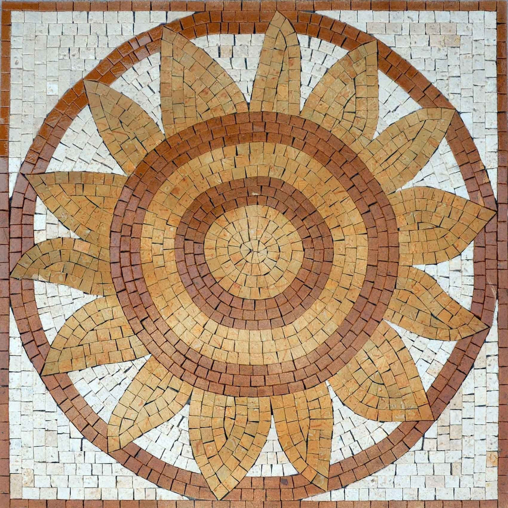 Girassol Ocre - Arte em Mosaico de Flores