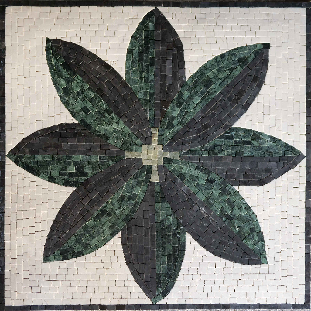 Obra de mosaico - Flor verde