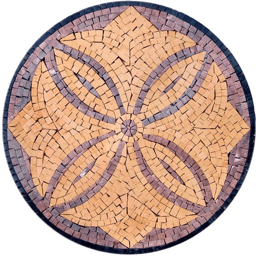 Round Marble Flower Mosaic - Citrine