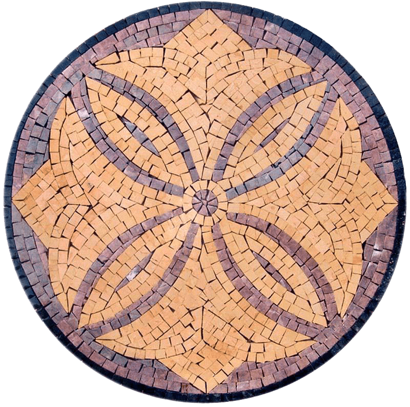 Mosaico Flor de Mármol Redondo - Citrino
