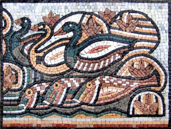 Mosaic Duck - Marble Mosaic Designs - Mesh Backing