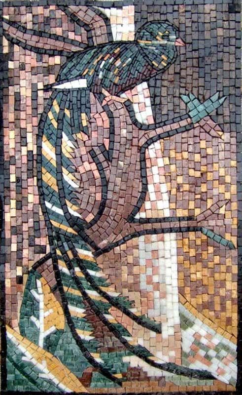 Desenhos de Mosaico - Pássaro Verde