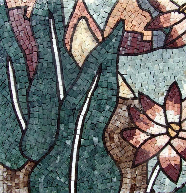 Ornate Garden - Floral Lotus Mosaic Wall Art - Mesh Backing