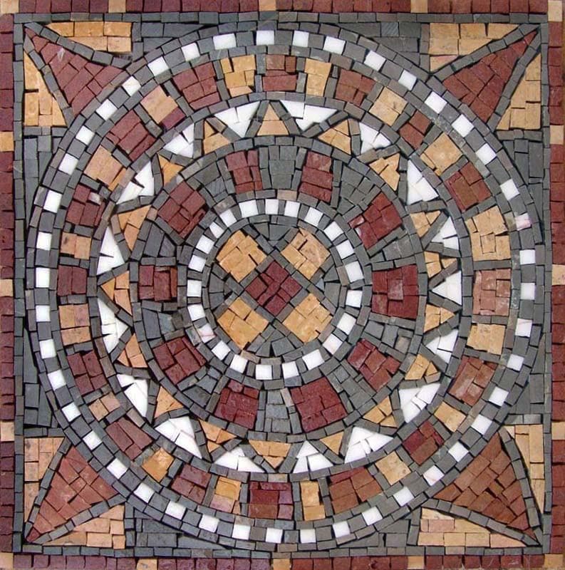 Mosaïque de carreaux de pierre - Cadran solaire