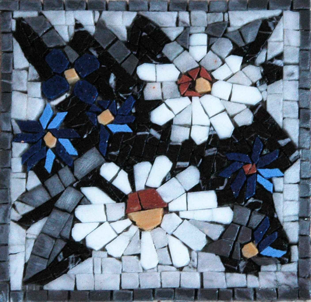 Arte em mosaico - detalhes em azulejo margarida