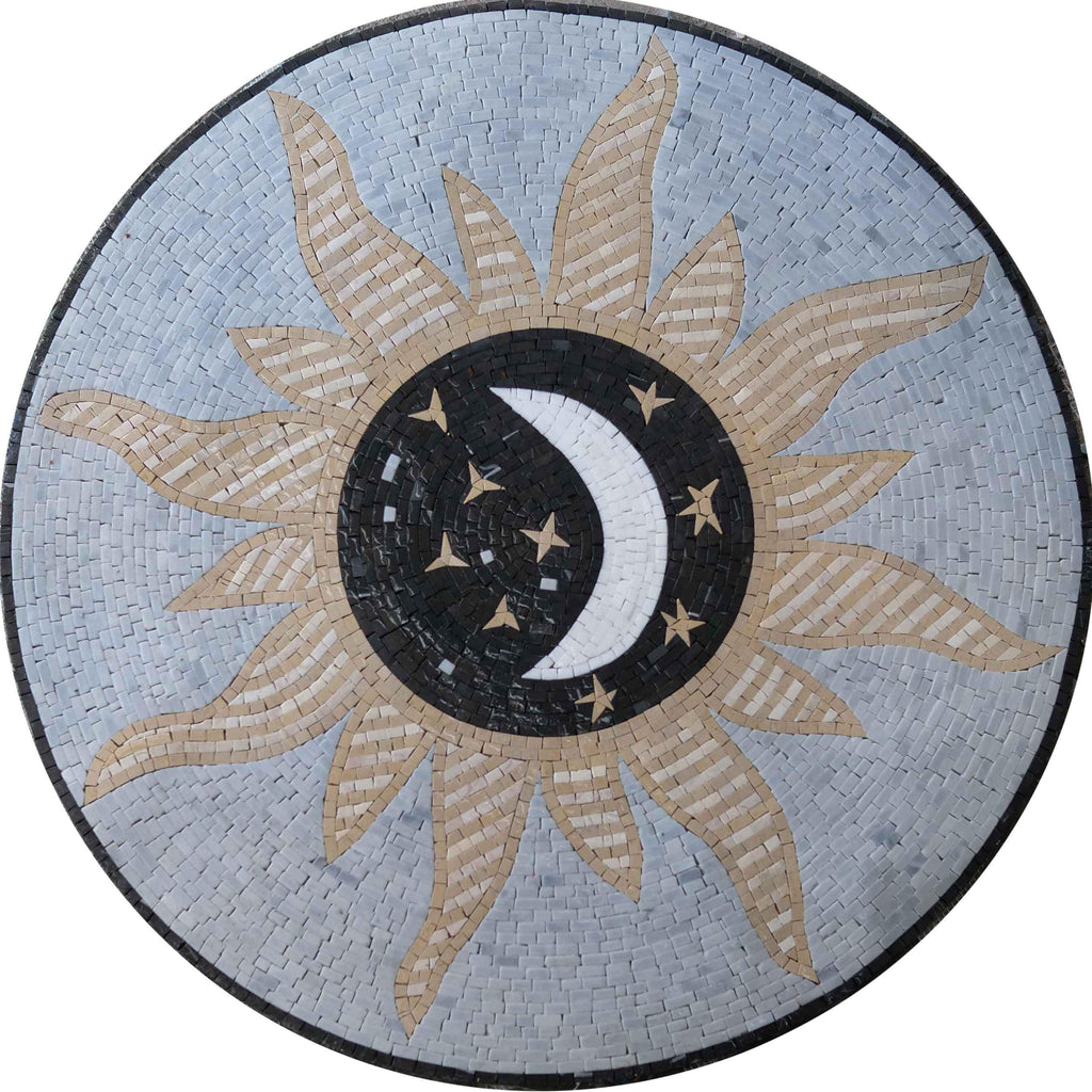 Opera d'arte in mosaico in vendita - Amar Moon & Sun