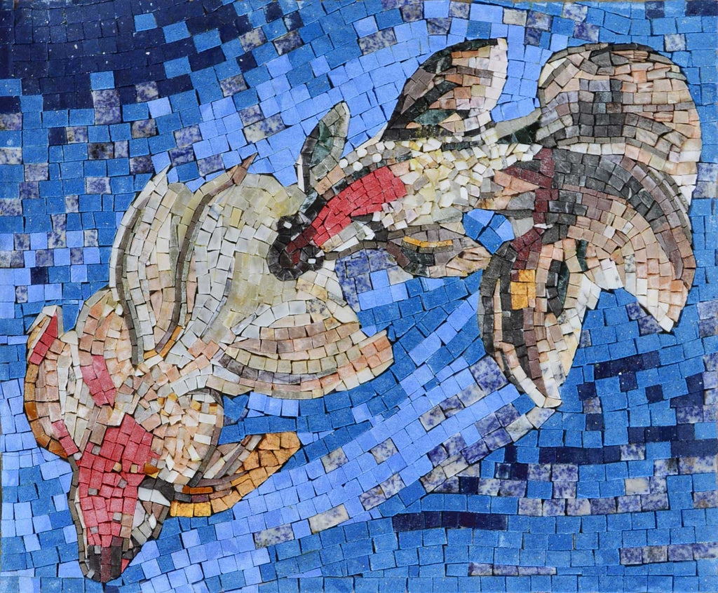 Koi Fish dans la mer Mosaïque de marbre