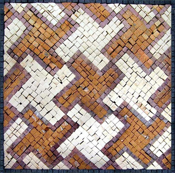 Diagonal Cross Pattern - Mosaic Decorative Tile Panel - Mesh Backing