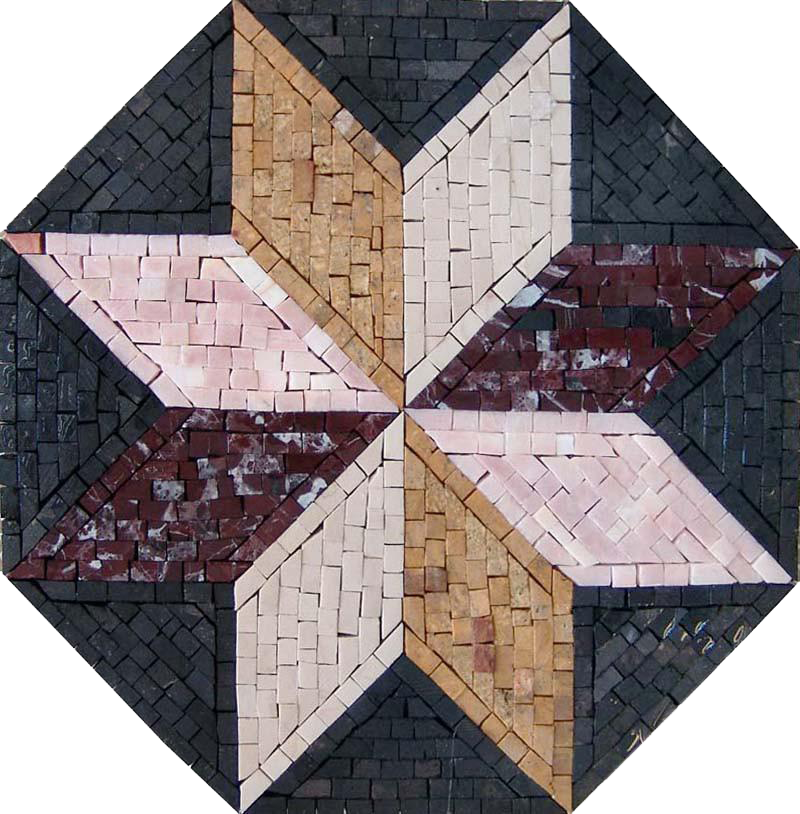 Médaillon de sol octogonal - Mosaïque Auseklis