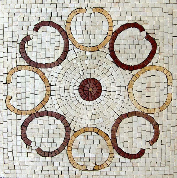 Circular Rings - Mosaic Tabletops Accent Artwork - Mesh Backing