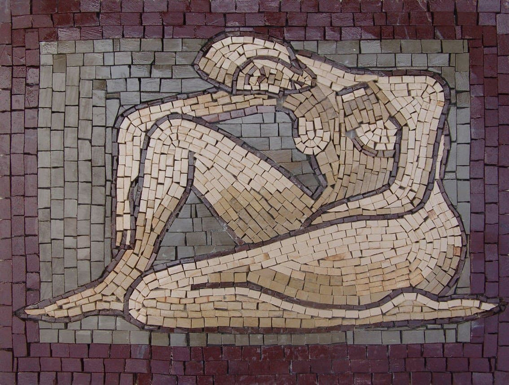 Arte mosaico de mujer desnuda