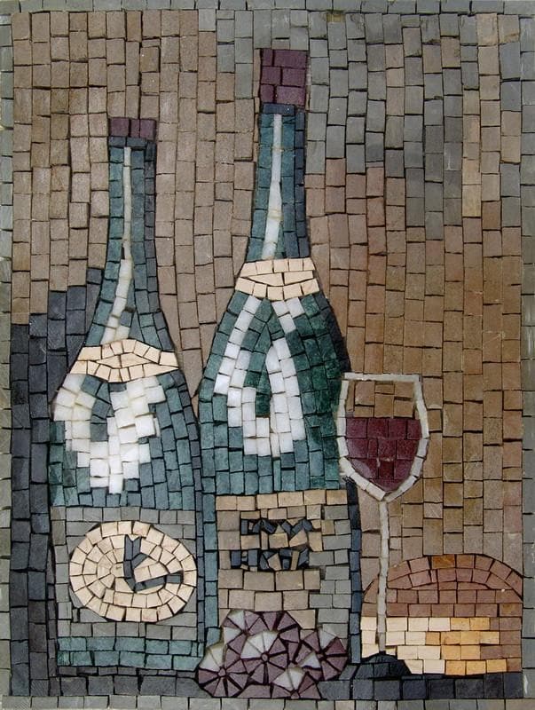 Acento de mosaico de botellas