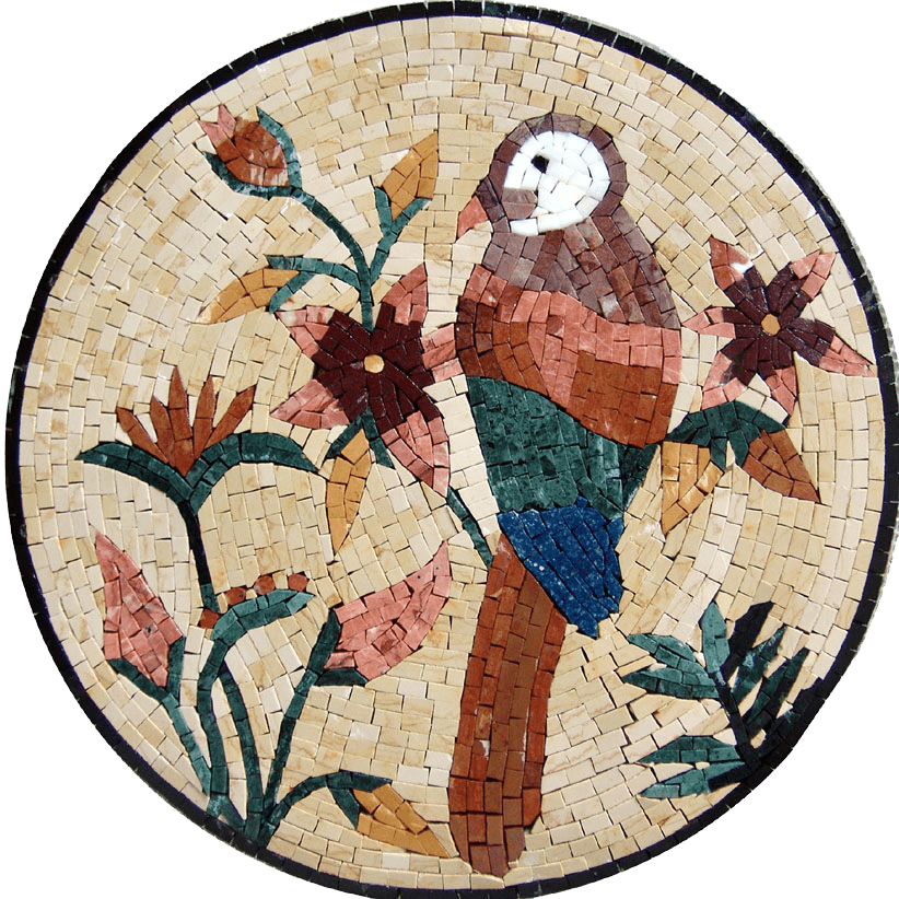 Medaglione Mosaico - Uccello Colorato