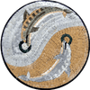 Medaglione in mosaico - Delfini ondeggianti