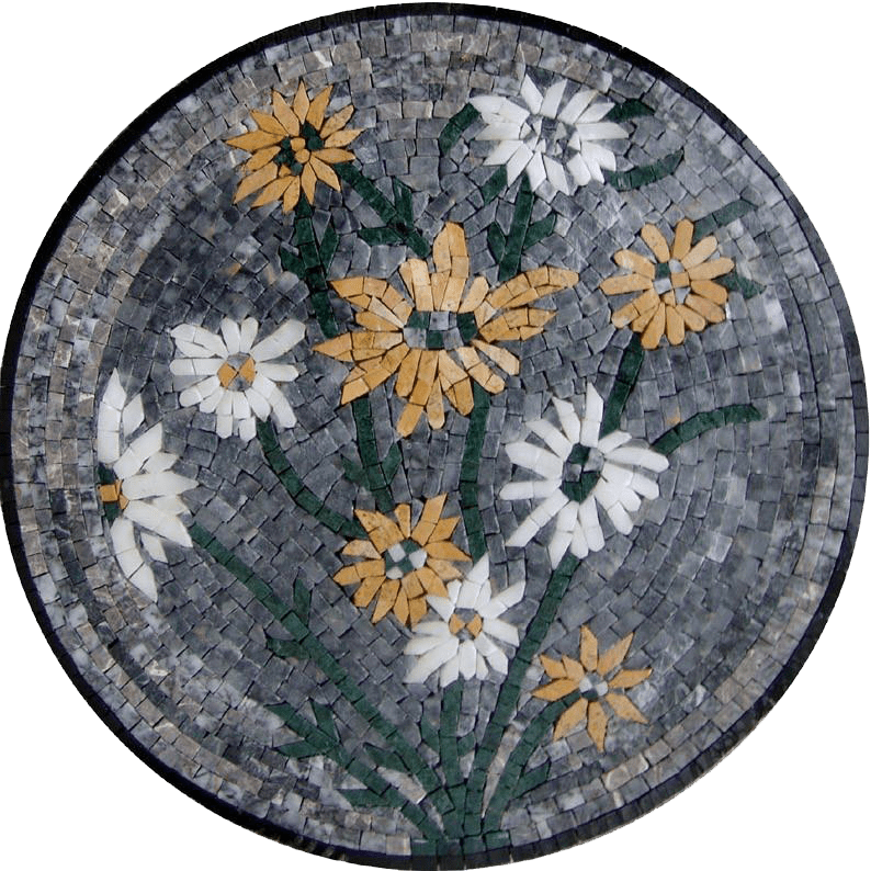 Médaillon d'art en mosaïque florale Lily Whites