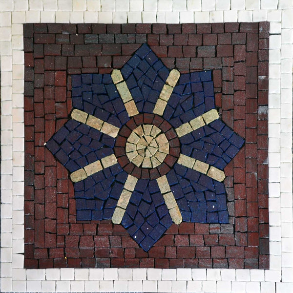 Geometric Starburst - Mosaic Artwork Decorative Wall Tile - Mesh Backing