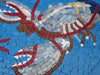 Langosta en el arte del mosaico náutico azul