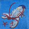 Langosta en el arte del mosaico náutico azul