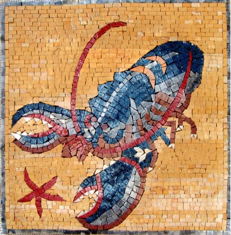 Acento mural de mosaico de cangrejo