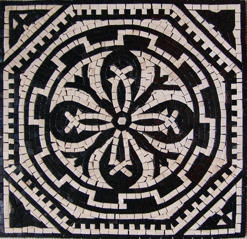 Mosaico Geométrico de Flores - Júpiter Negro