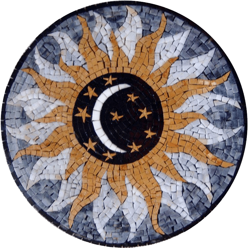 Media luna menguante - Medallón de mosaico de luna