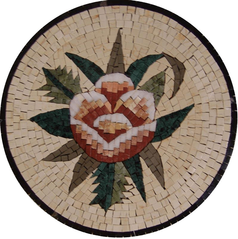 Arte em mosaico medalhão - rosa do deserto