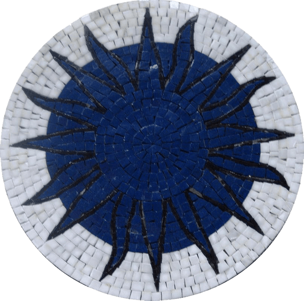 Sun Rondure Medallion - Marble Custom Made Mosaic Luxury Handcrafted Natural Stone Art - Mesh Backing