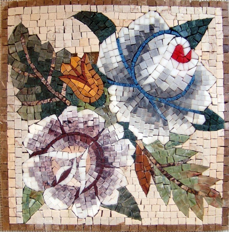 Arte de pared de mosaico - Piedra floral