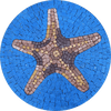 Star Fish On Blue Medallion - Mosaic Art