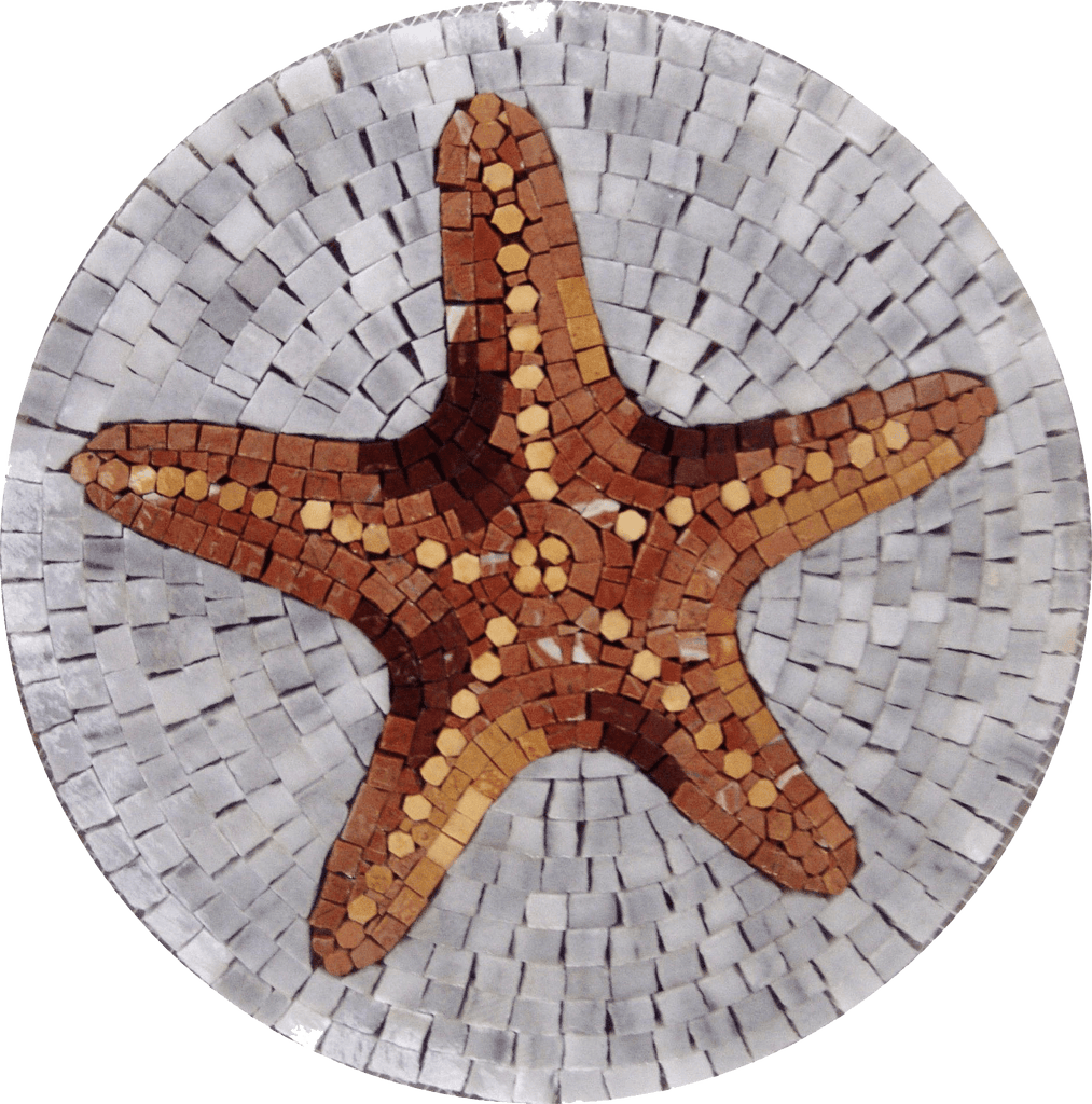 Arte de mosaico de mármol de estrella de mar