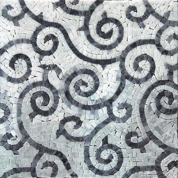 Líneas curvas acento piedra arte mosaico hecho a mano