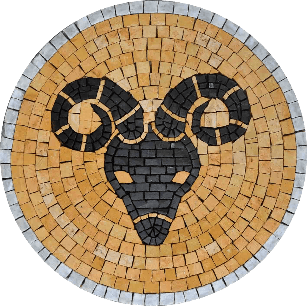 Desenho de arte em mosaico de horóscopo de Áries feito à mão