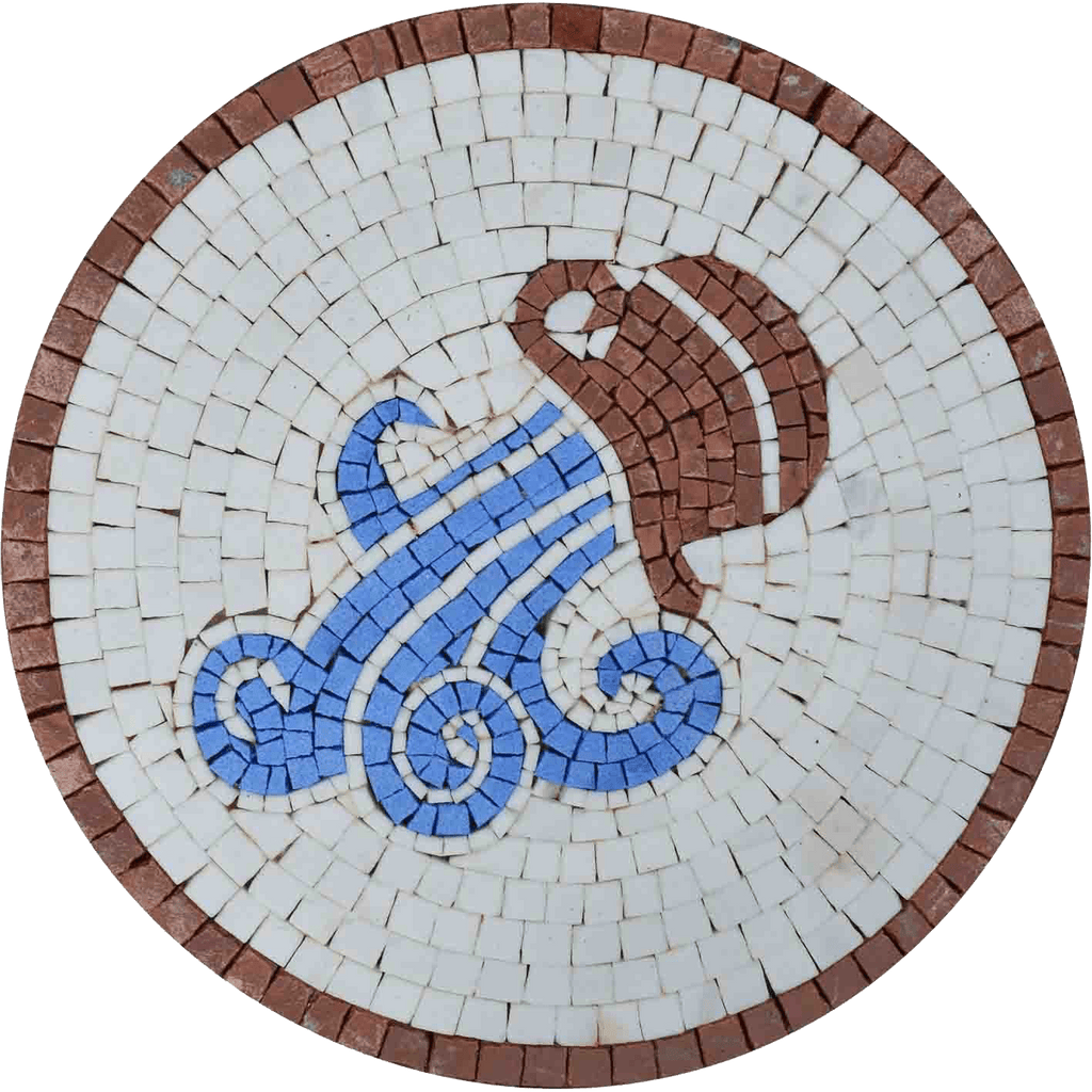 Diseño de mosaico de mármol del horóscopo de Acuario