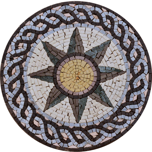 Rope Border Flower Medallion Mosaic