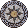 Mosaico de medalhão de flores com borda de corda