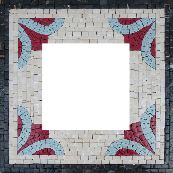 Corner Accent Geometric - Abstract Mosaic Handcrafted Luxury Natural Stone Art - Mesh Backing