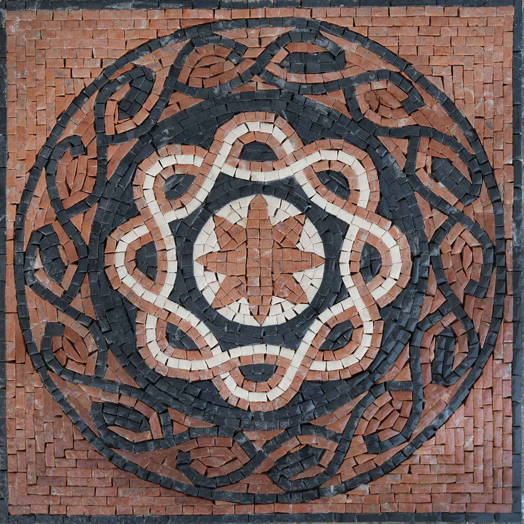 Design de mosaico - design geométrico preto e vermelho