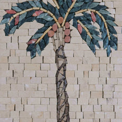 The Coconut Tree Art Piece - Pool Mosaic - Mesh Backing